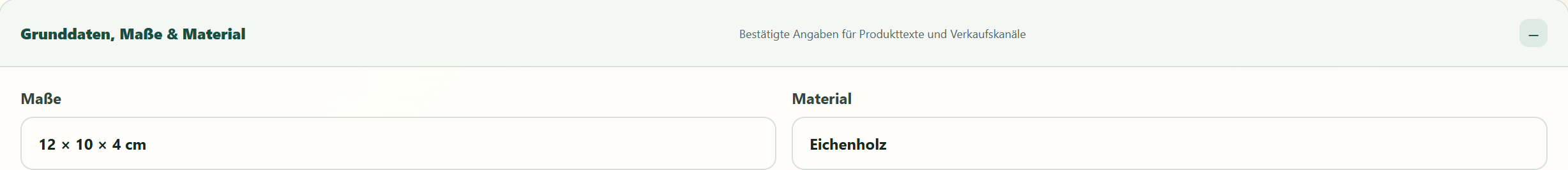 Deine bestätigten Produktangaben – echte werkstueck-Oberfläche im Demoshop