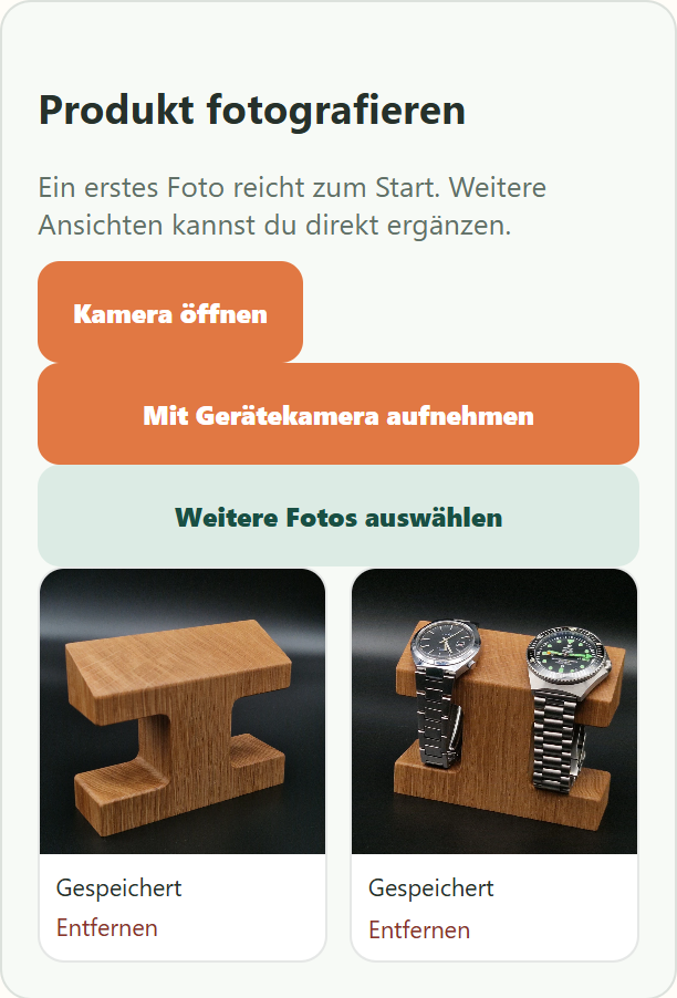 Fotos direkt im Werkstattmodus erfassen – echte werkstueck-Oberfläche im Demoshop